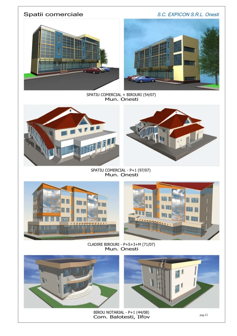 Proiecte spații comerciale și clădiri de birouri în Onești și Balotești