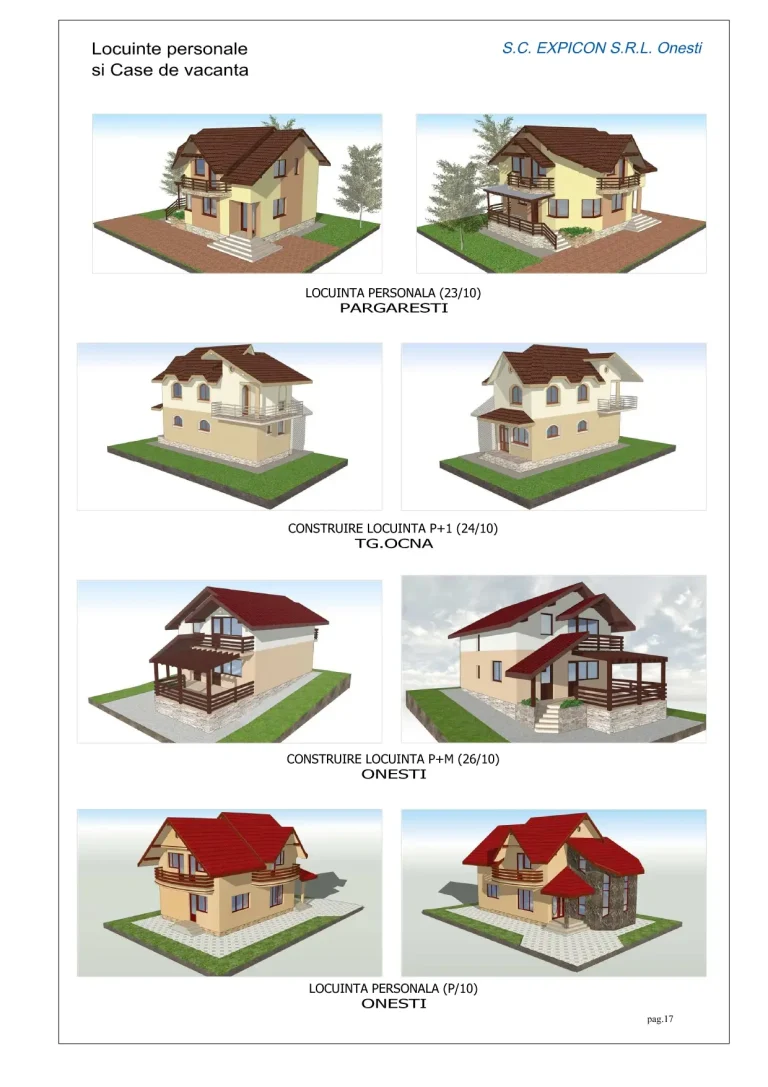 Proiecte case personale în Pârgărești, Târgu Ocna și Onești