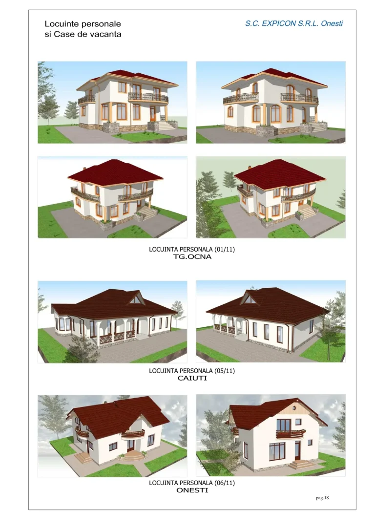 Proiecte locuințe personale în Târgu Ocna, Căiuți și Onești