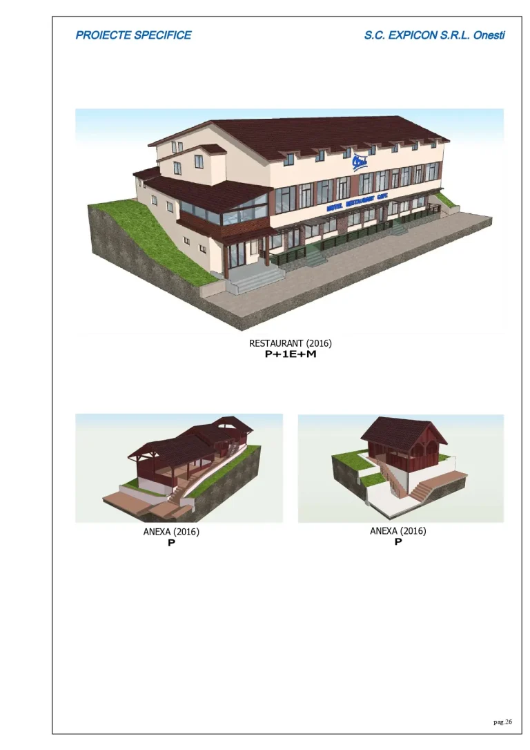 Proiect restaurant P+1E+M și anexe din 2016, județul Bacău
