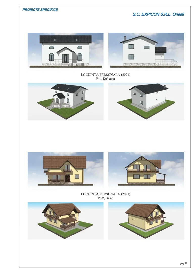 Proiecte locuințe personale din 2021 în Dofteana și Cașin