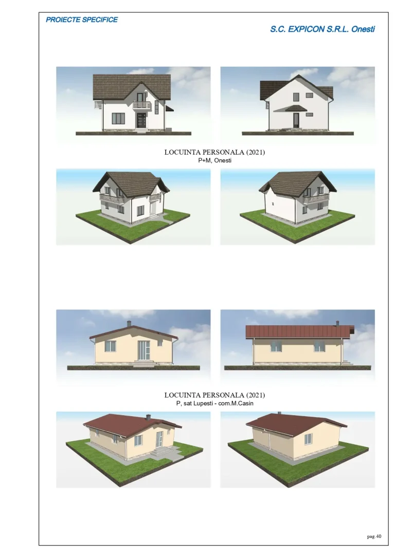 Proiecte case personale din 2021 în Onești și Lupești (Mănăstirea Cașin)