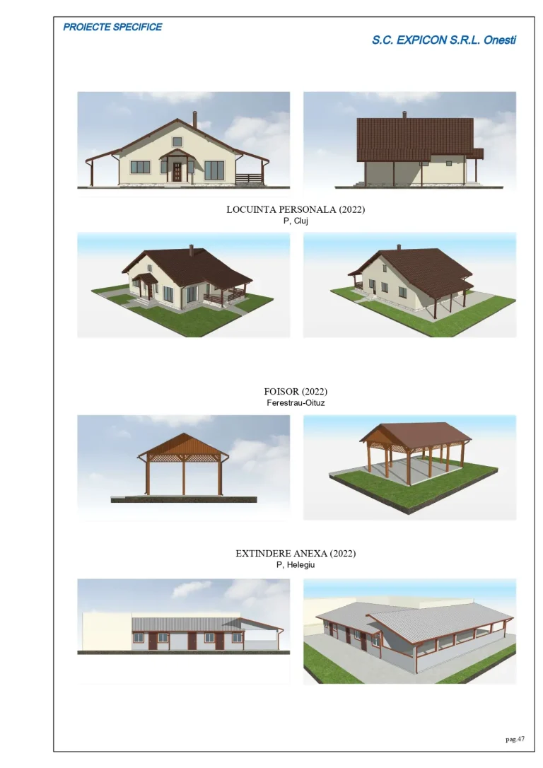 Proiect locuință Cluj, foișor Oituz și extindere anexă Helegiu din 2022