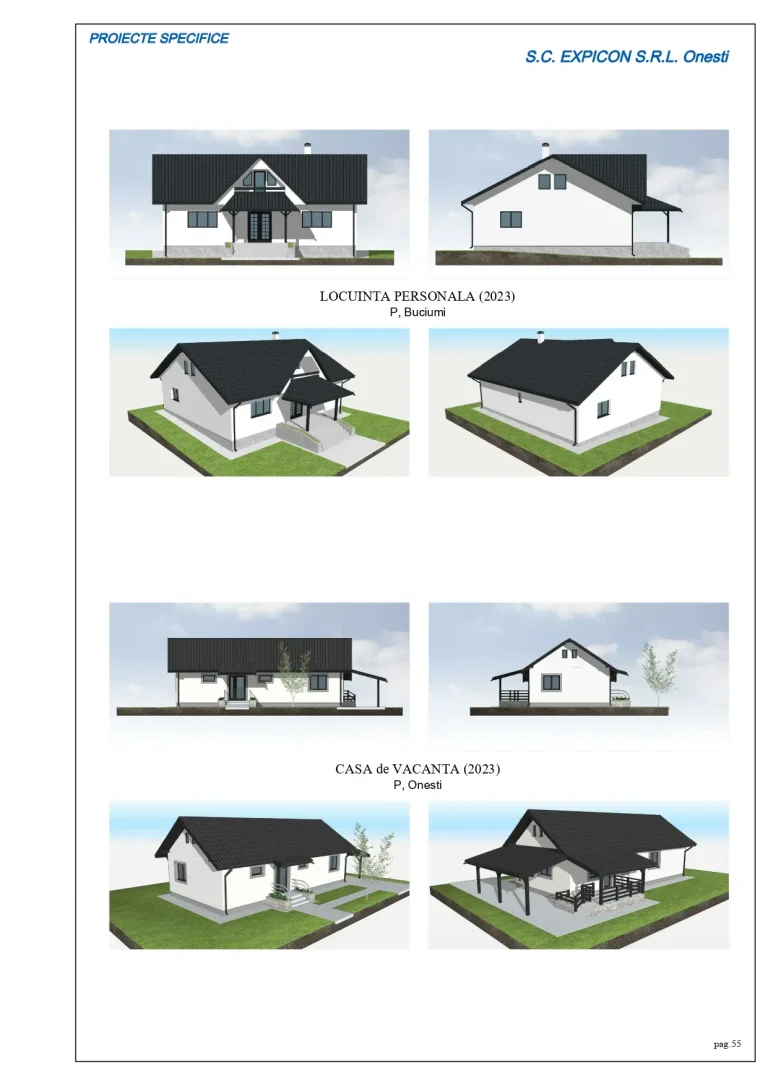 Proiect locuință Buciumi și casă de vacanță Onești din 2023